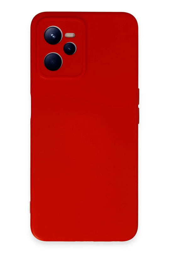 Realme C35 Nano içi Kadife Silikon Kılıf - Kırmızı