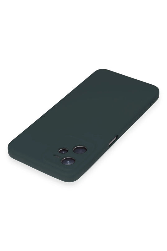 Realme C35 Nano içi Kadife Silikon Kılıf - Koyu Yeşil 3