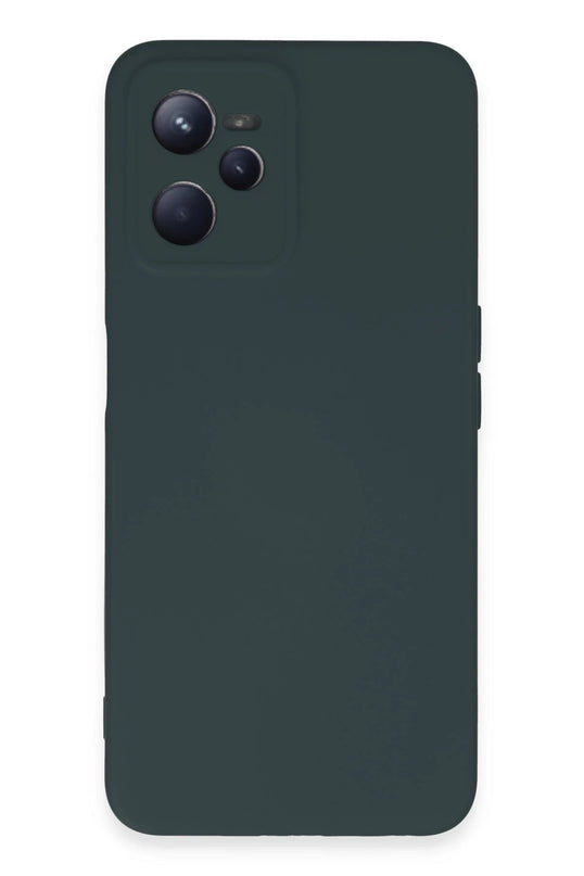 Realme C35 Nano içi Kadife Silikon Kılıf - Koyu Yeşil