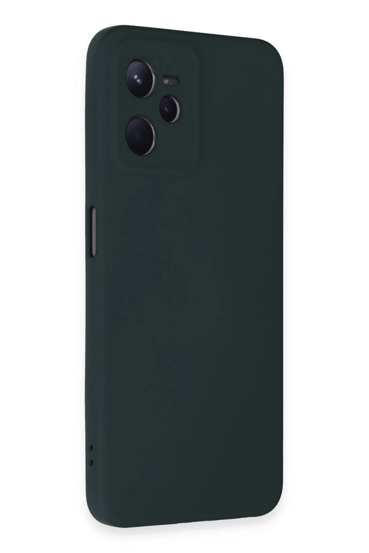 Realme C35 Nano içi Kadife Silikon Kılıf - Koyu Yeşil 2
