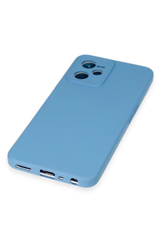 Realme C35 Nano içi Kadife Silikon Kılıf - Mavi 4
