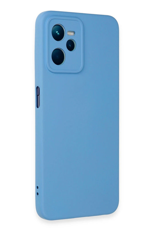 Realme C35 Nano içi Kadife Silikon Kılıf - Mavi 2