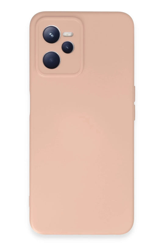 Realme C35 Nano içi Kadife Silikon Kılıf - Pudra