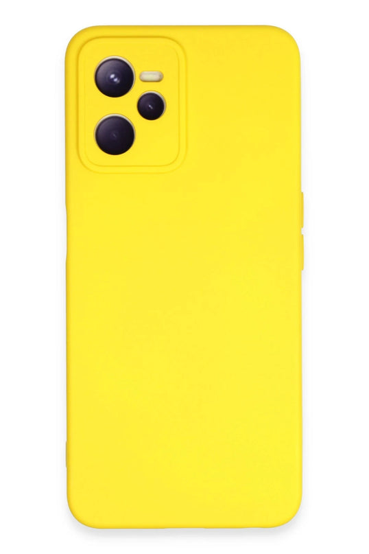 Realme C35 Nano içi Kadife Silikon Kılıf - Sarı
