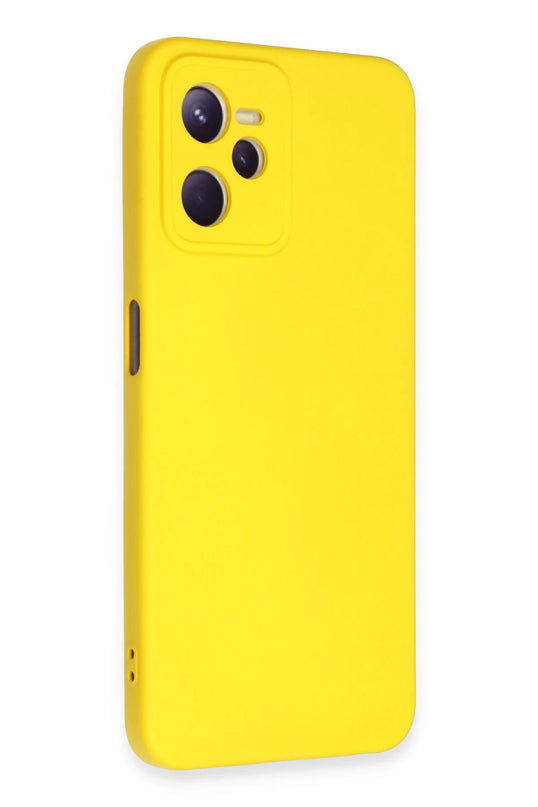 Realme C35 Nano içi Kadife Silikon Kılıf - Sarı 2