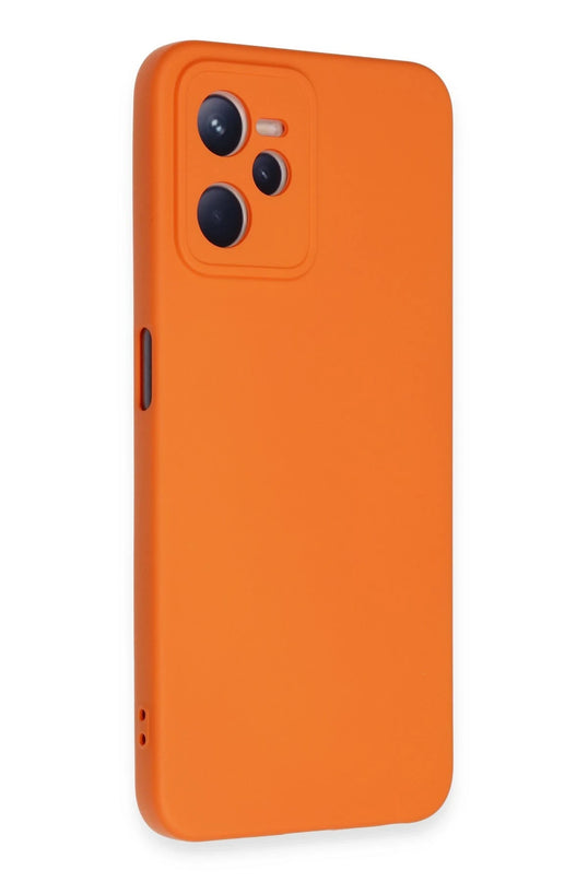 Realme C35 Nano içi Kadife Silikon Kılıf - Turuncu 2