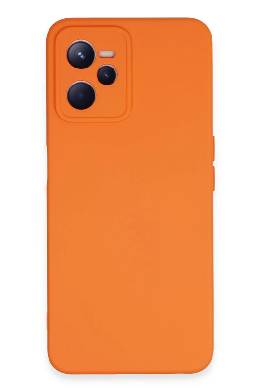 Realme C35 Nano içi Kadife Silikon Kılıf - Turuncu