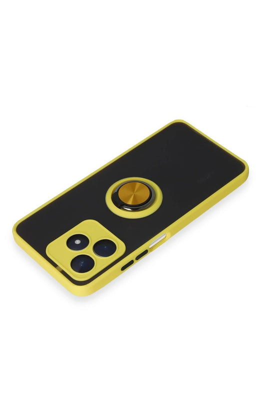 Realme C53 Montreal Yüzüklü Silikon Kapak Kılıf - Sarı 3