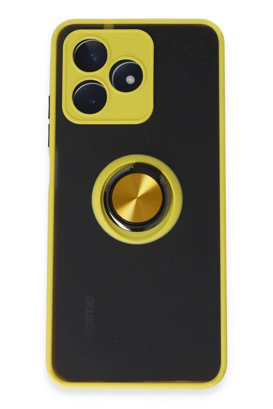 Realme C53 Montreal Yüzüklü Silikon Kapak Kılıf - Sarı
