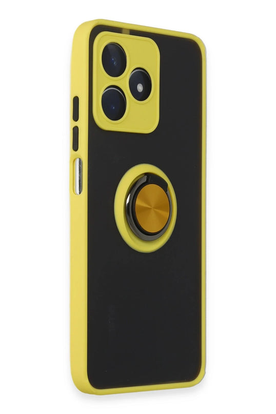 Realme C53 Montreal Yüzüklü Silikon Kapak Kılıf - Sarı 2