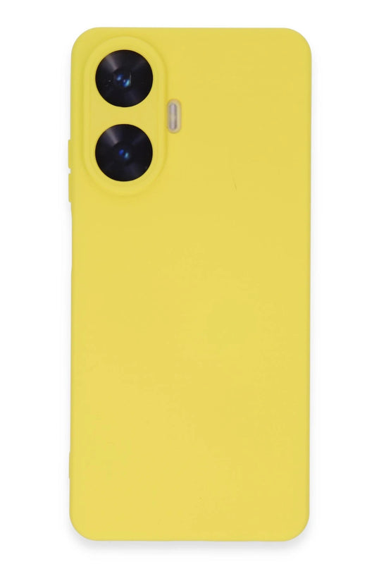 Realme C55 Nano içi Kadife Silikon Kılıf - Sarı 4