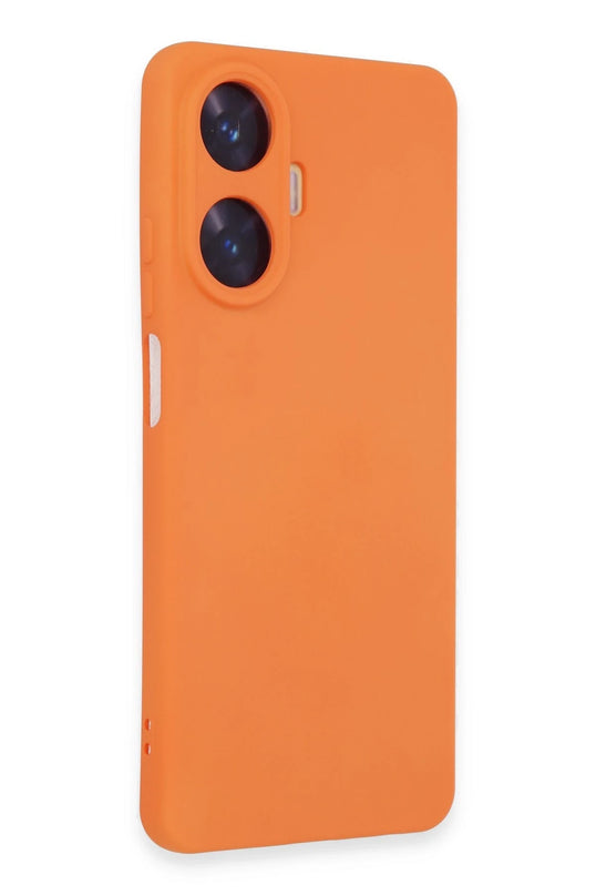 Realme C55 Nano içi Kadife Silikon Kılıf - Turuncu 4