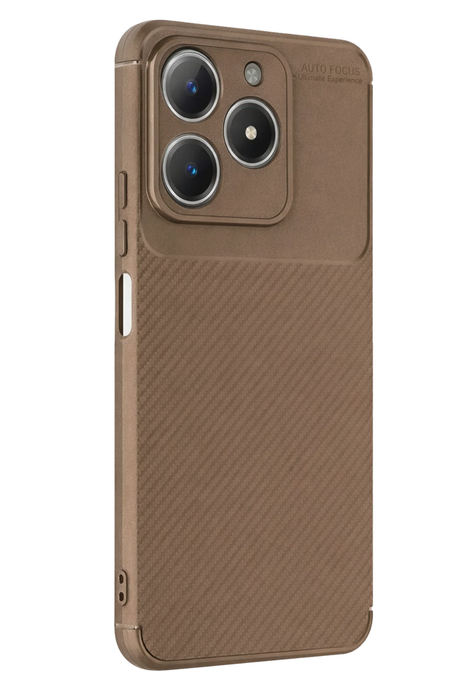 Realme C61 Auto Focus Karbon Kapak Kılıf - Kahverengi