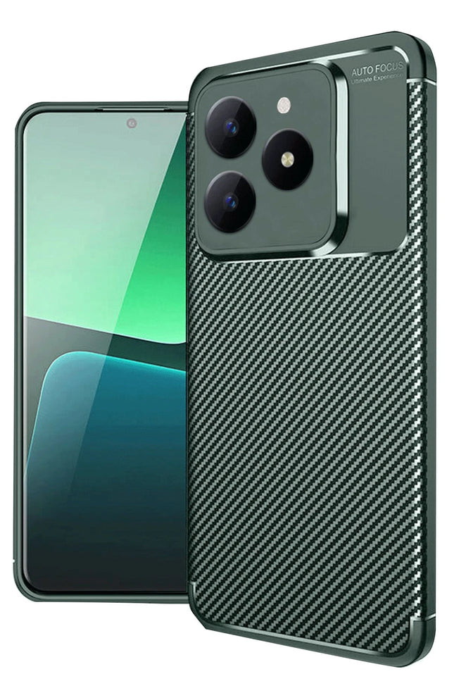 Realme C61 Auto Focus Karbon Kapak Kılıf - Koyu Yeşil
