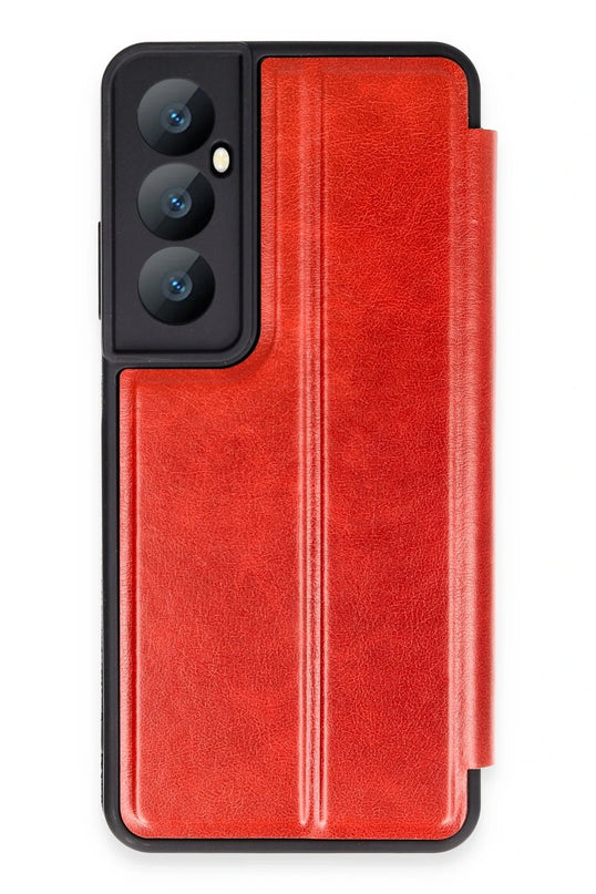 Realme C65 Flip Cover Kılıf - Kırmızı