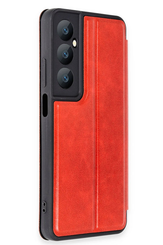 Realme C65 Flip Cover Kılıf - Kırmızı 2