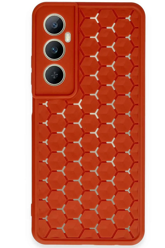 Realme C65 Petek Silikon Kapak Kılıf - Kırmızı