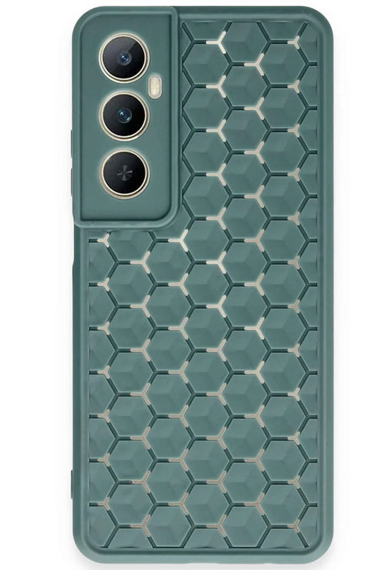 Realme C65 Petek Silikon Kapak Kılıf - Koyu Yeşil