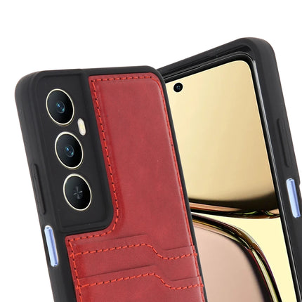 Realme C65 Sara Kartvizitli Deri Kılıf - Kırmızı 3