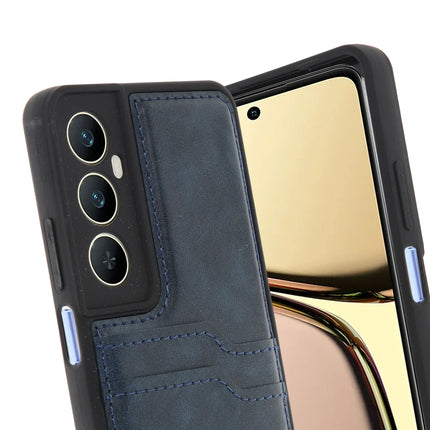 Realme C65 Sara Kartvizitli Deri Kılıf - Lacivert 3