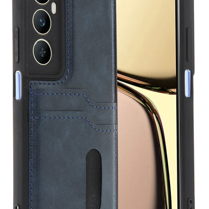 Realme C65 Sara Kartvizitli Deri Kılıf - Lacivert