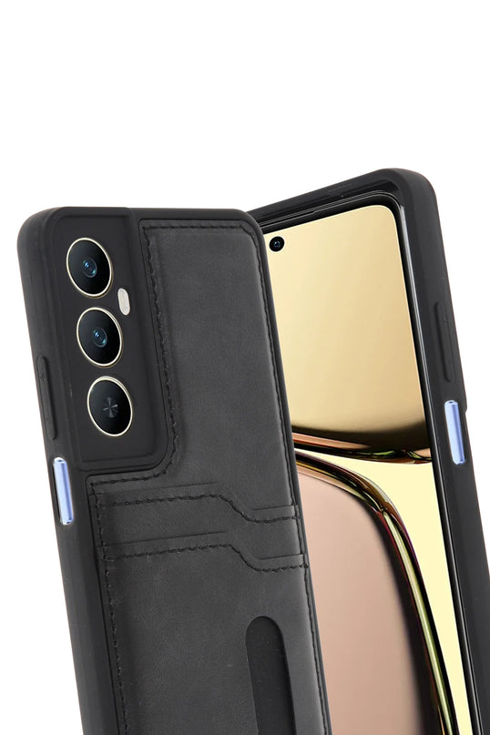 Realme C65 Sara Kartvizitli Deri Kılıf - Siyah 3