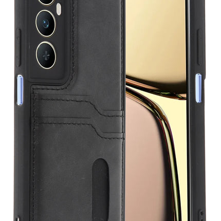 Realme C65 Sara Kartvizitli Deri Kılıf - Siyah