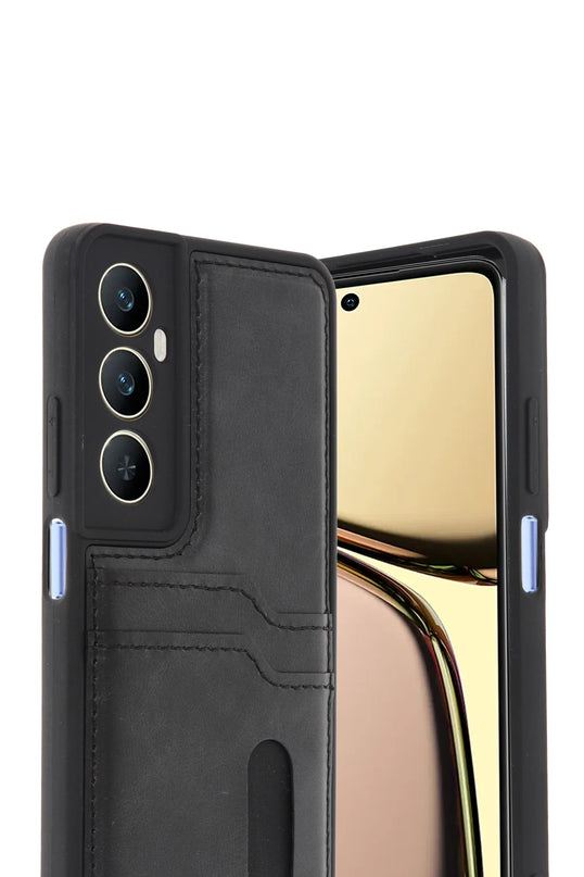 Realme C65 Sara Kartvizitli Deri Kılıf - Siyah 2