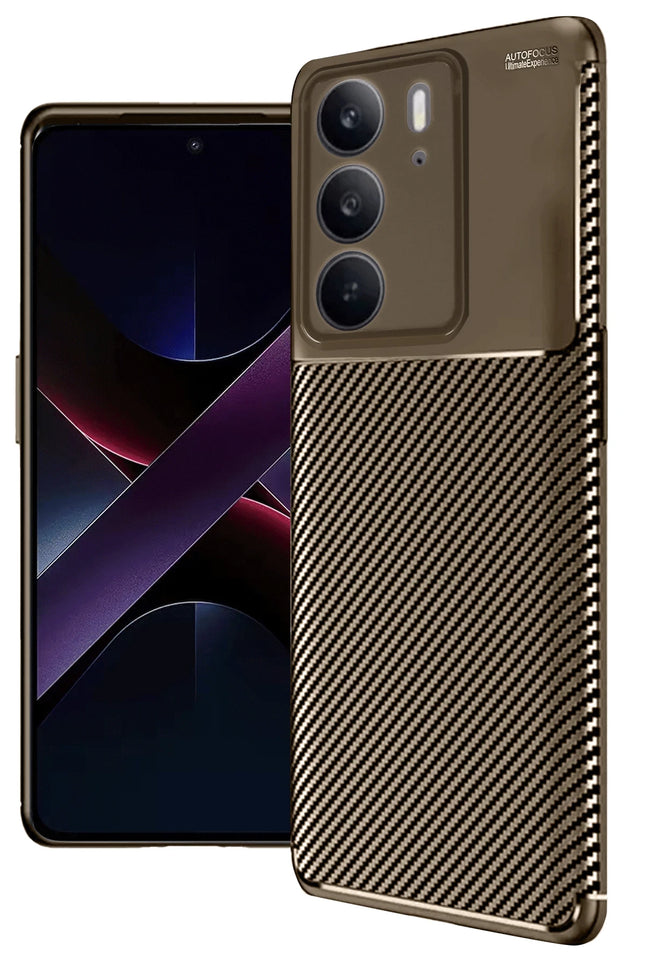 Realme C75 4G Auto Focus Karbon Kapak Kılıf - Kahverengi