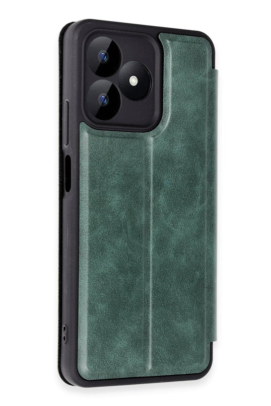 Realme Note 50 4G Flip Cover Kılıf - Koyu Yeşil 2
