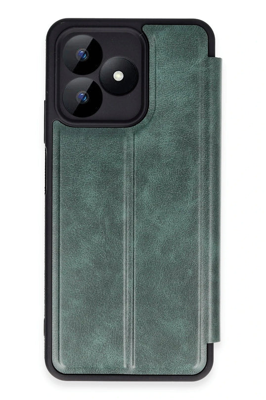 Realme Note 50 4G Flip Cover Kılıf - Koyu Yeşil