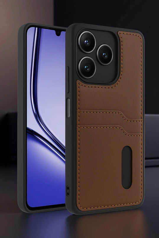Realme Note 50 4G Sara Kartvizitli Deri Kılıf - Lacivert 2