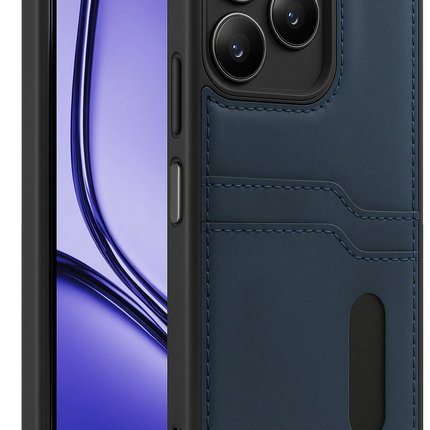 Realme Note 50 4G Sara Kartvizitli Deri Kılıf - Lacivert