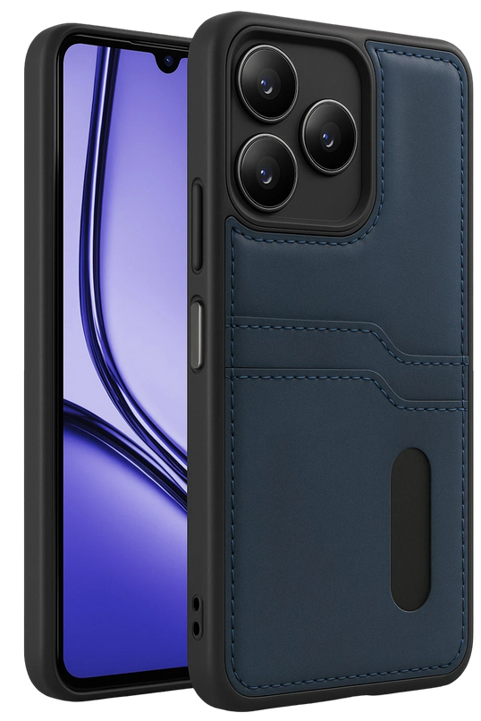 Realme Note 50 4G Sara Kartvizitli Deri Kılıf - Lacivert