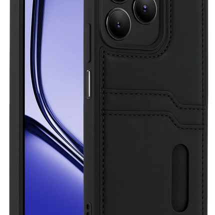 Realme Note 50 4G Sara Kartvizitli Deri Kılıf - Siyah