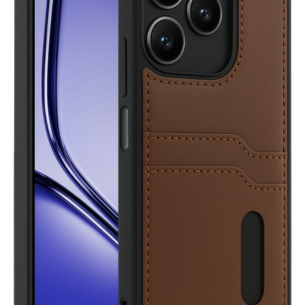 Realme Note 50 4G Sara Kartvizitli Deri Kılıf - Taba