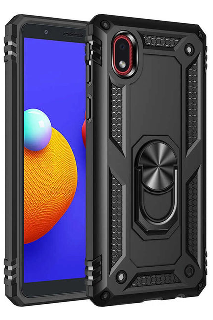 Samsung Galaxy A01 Core Sofya Yüzüklü Silikon Kapak Kılıf - Siyah