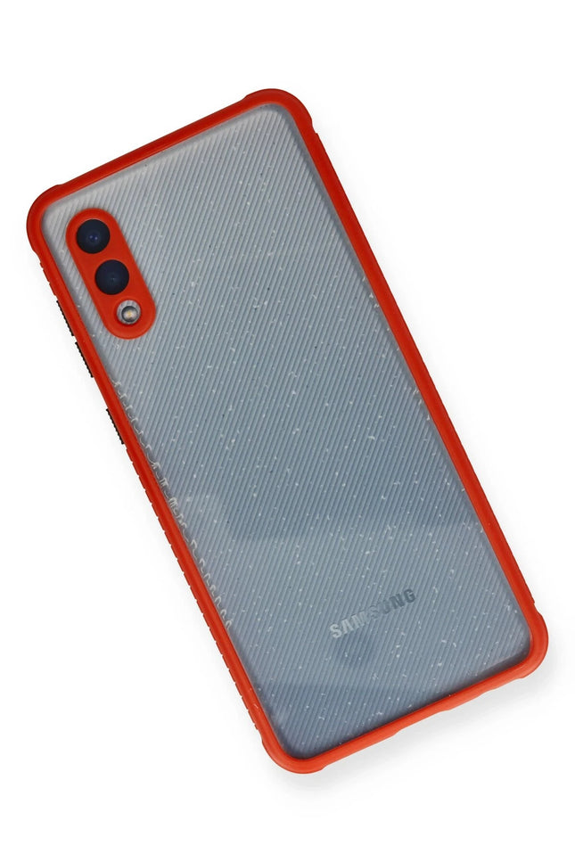 Samsung Galaxy A02 Miami Şeffaf Silikon Kılıf - Kırmızı 3