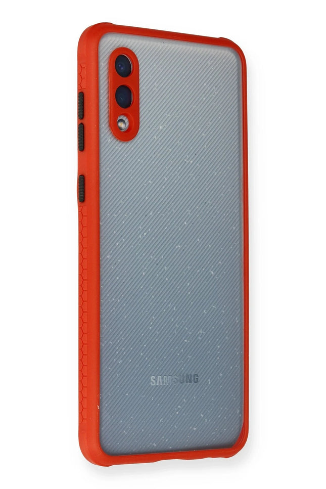 Samsung Galaxy A02 Miami Şeffaf Silikon Kılıf - Kırmızı 2