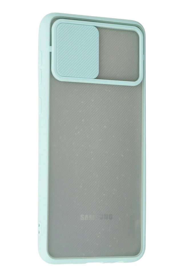 Samsung Galaxy A02 Palm Buzlu Kamera Sürgülü Silikon Kılıf - Turkuaz 3