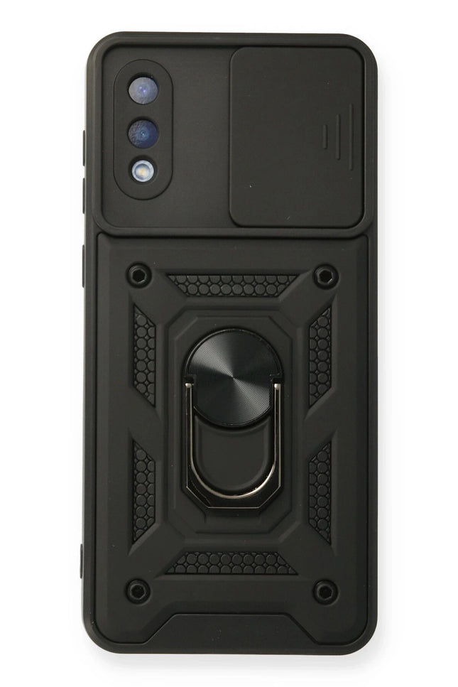 Samsung Galaxy A02 Pars Lens Yüzüklü Silikon Kılıf - Siyah