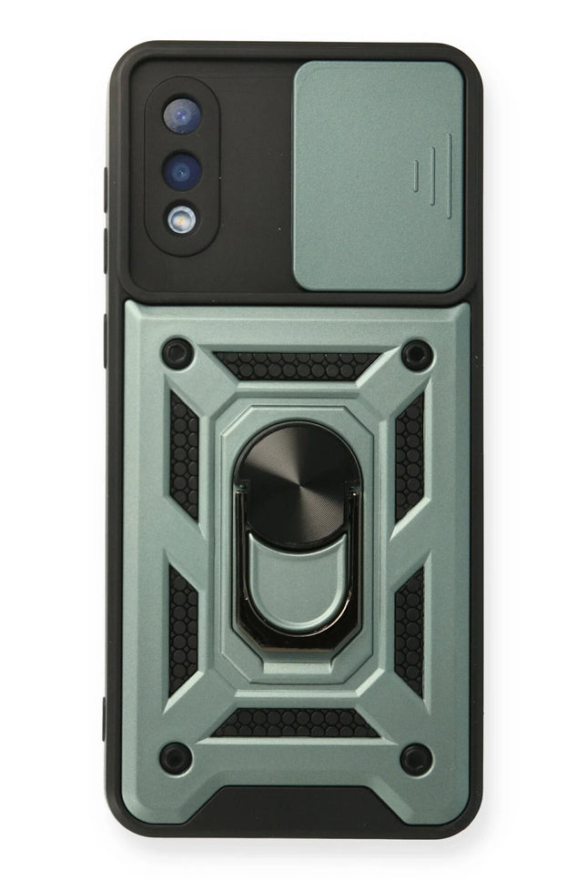 Samsung Galaxy A02 Pars Lens Yüzüklü Silikon Kılıf - Yeşil
