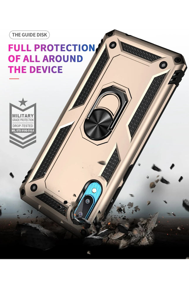 Samsung Galaxy A02 Sofya Yüzüklü Silikon Kapak Kılıf - Gold 8
