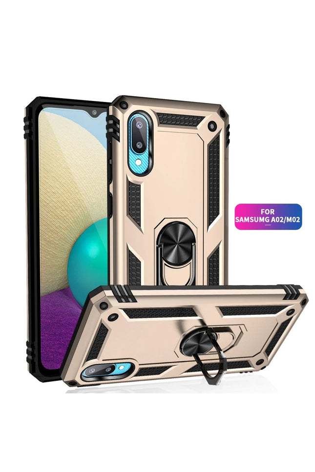 Samsung Galaxy A02 Sofya Yüzüklü Silikon Kapak Kılıf - Gold 2