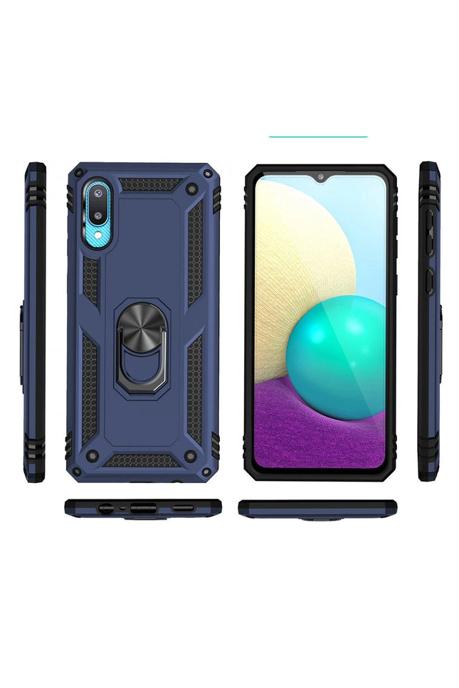 Samsung Galaxy A02 Sofya Yüzüklü Silikon Kapak Kılıf - Lacivert 3