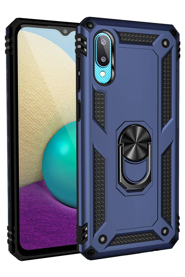 Samsung Galaxy A02 Sofya Yüzüklü Silikon Kapak Kılıf - Lacivert