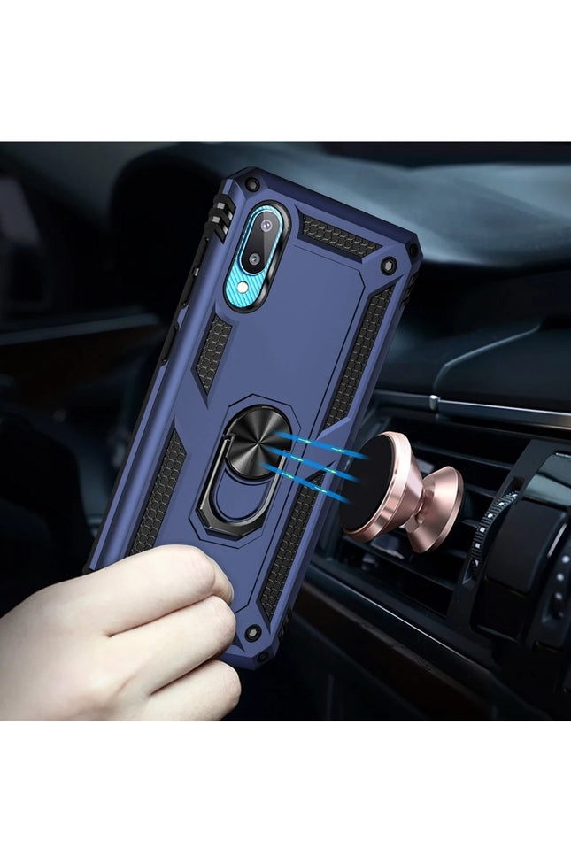 Samsung Galaxy A02 Sofya Yüzüklü Silikon Kapak Kılıf - Lacivert 7