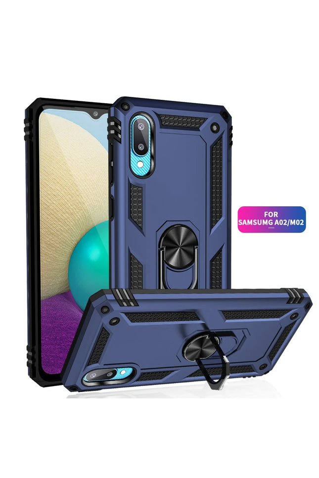 Samsung Galaxy A02 Sofya Yüzüklü Silikon Kapak Kılıf - Lacivert 2