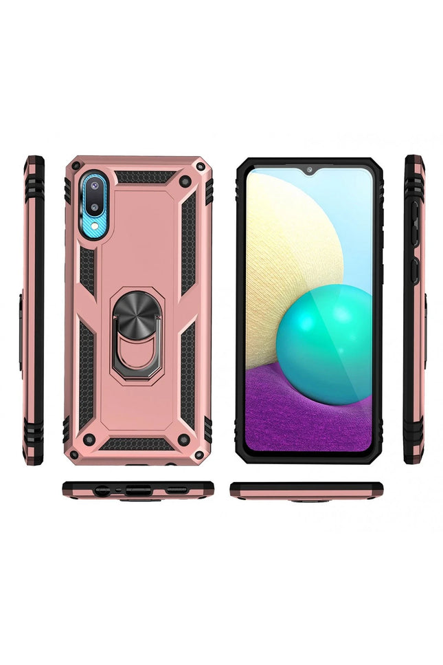 Samsung Galaxy A02 Sofya Yüzüklü Silikon Kapak Kılıf - Rose 3