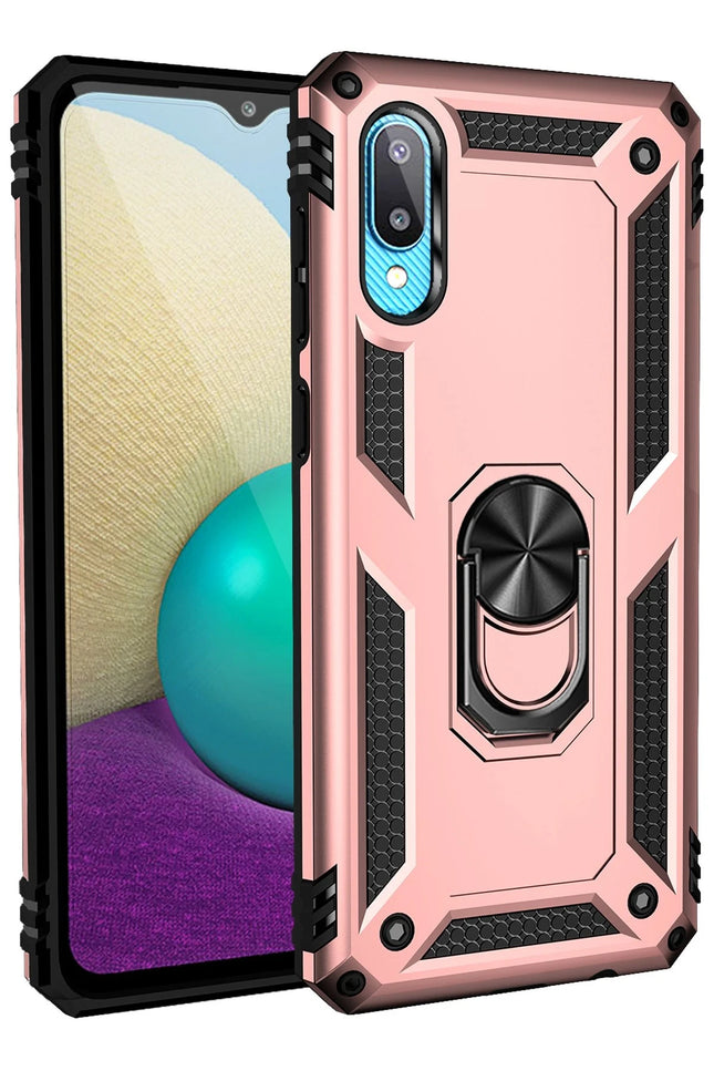 Samsung Galaxy A02 Sofya Yüzüklü Silikon Kapak Kılıf - Rose